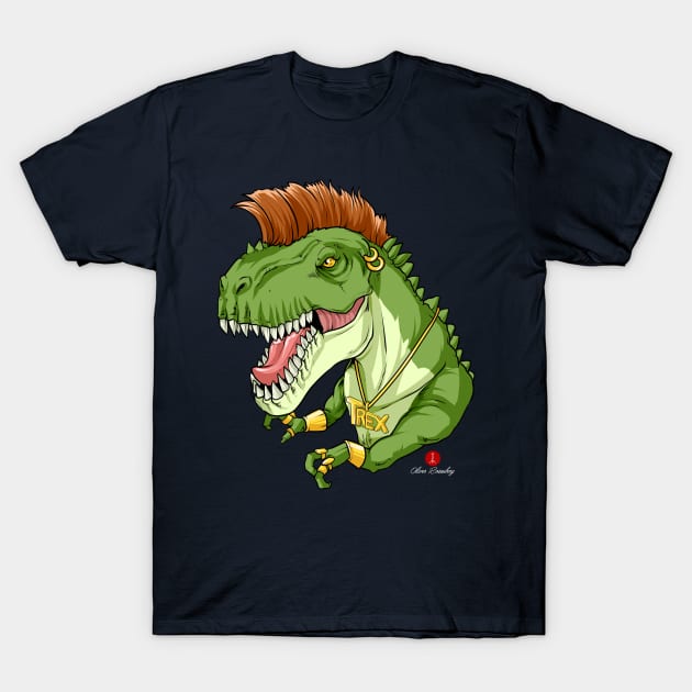 Mr T-Rex Blingosaurus | Bling, Mohawk & Dinosaur T-Shirt by OliRosenberg